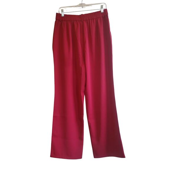 NWOT High Rise Wide Leg Trousers Dress Pants Womens Large Maroon Pockets - Picture 7 of 7